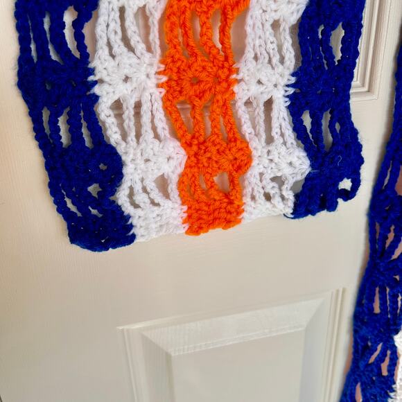 NEW Handmade Crocheted Scarf in University of Virginia Colors - Picture 8 of 11